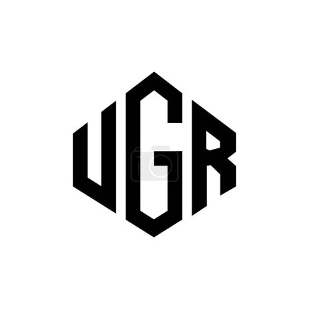 Téléchargez les illustrations : UGR lettre logo design avec forme de polygone. Polygone UGR et logo en forme de cube. Modèle de logo vectoriel UGR hexagone couleurs blanches et noires. Monogramme UGR, logo commercial et immobilier. - en licence libre de droit