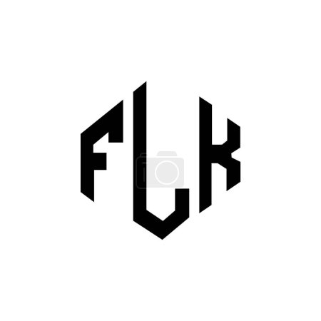 Illustration for FLK letter logo design with polygon shape. FLK polygon and cube shape logo design. FLK hexagon vector logo template white and black colors. FLK monogram, business and real estate logo. - Royalty Free Image