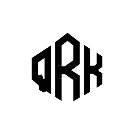 Ilustración de QRK letter logo design with polygon shape. QRK polygon and cube shape logo design. QRK hexagon vector logo template white and black colors. QRK monogram, business and real estate logo. - Imagen libre de derechos
