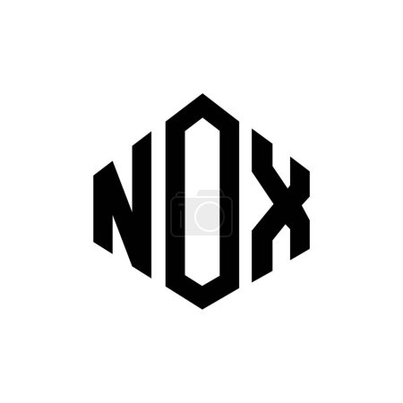 Illustration for NOX letter logo design with polygon shape. NOX polygon and cube shape logo design. NOX hexagon vector logo template white and black colors. NOX monogram, business and real estate logo. - Royalty Free Image