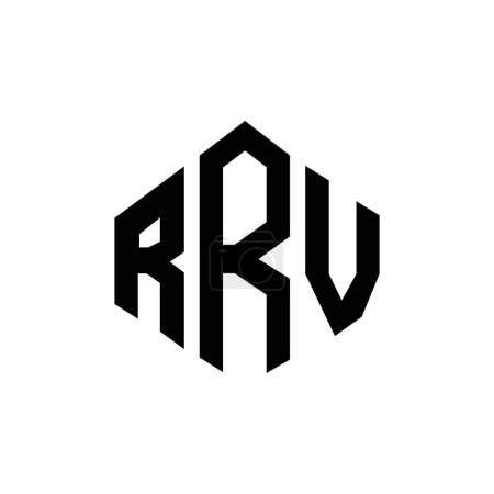 Illustration for RRV letter logo design with polygon shape. RRV polygon and cube shape logo design. RRV hexagon vector logo template white and black colors. RRV monogram, business and real estate logo. - Royalty Free Image