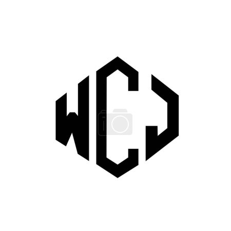 Ilustración de Diseño del logotipo de la letra WCJ con forma de polígono. Diseño de logotipo en forma de polígono y cubo WCJ. Plantilla de logotipo de vector hexágono WCJ colores blanco y negro. Monograma de WCJ, logotipo de negocios y bienes raíces. - Imagen libre de derechos