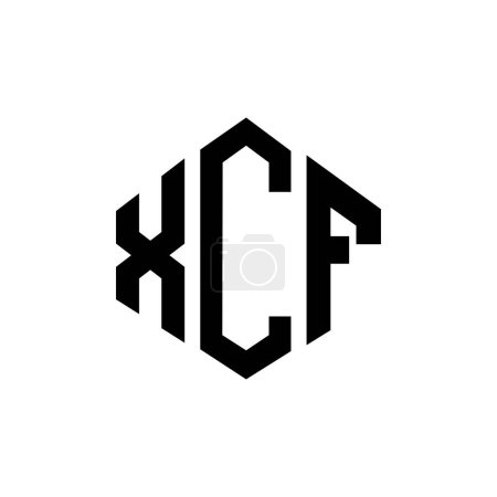 Ilustración de Diseño del logotipo de la letra XCF con forma de polígono. Diseño del logotipo en forma de polígono y cubo XCF. Plantilla de logotipo de vector hexágono XCF colores blanco y negro. Monograma XCF, logotipo comercial e inmobiliario. - Imagen libre de derechos