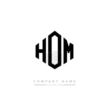 Illustration for HOM letter logo design with polygon shape. HOM polygon and cube shape logo design. HOM hexagon vector logo template white and black colors. HOM monogram, business and real estate logo. - Royalty Free Image