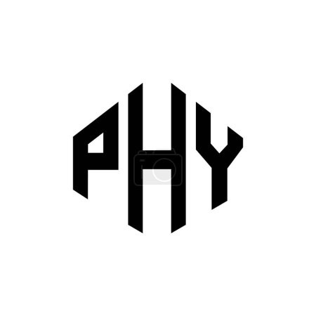 Ilustración de PHY letter logo design with polygon shape. PHY polygon and cube shape logo design. PHY hexagon vector logo template white and black colors. PHY monogram, business and real estate logo. - Imagen libre de derechos