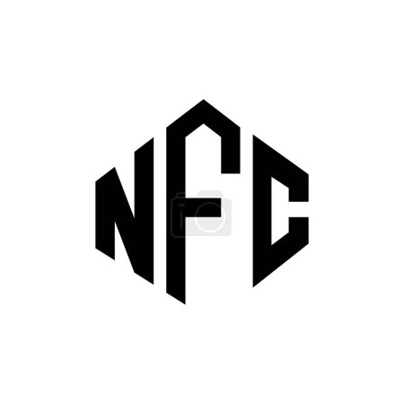 Ilustración de NFC letter logo design with polygon shape. NFC polygon and cube shape logo design. NFC hexagon vector logo template white and black colors. NFC monogram, business and real estate logo. - Imagen libre de derechos