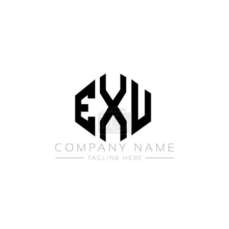 Illustration for EXU letter logo design with polygon shape. EXU polygon and cube shape logo design. EXU hexagon vector logo template white and black colors. EXU monogram, business and real estate logo. - Royalty Free Image