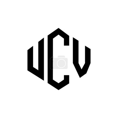 Illustration for UCV letter logo design with polygon shape. UCV polygon and cube shape logo design. UCV hexagon vector logo template white and black colors. UCV monogram, business and real estate logo. - Royalty Free Image