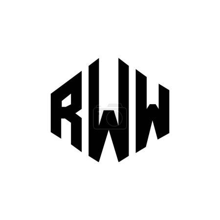 Téléchargez les illustrations : RWW lettre logo design avec forme de polygone. RWW polygone et forme de cube logo design. Modèle de logo vectoriel RWW hexagone couleurs blanches et noires. Monogramme RWW, logo commercial et immobilier. - en licence libre de droit