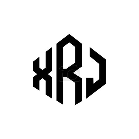 Illustration for XRJ letter logo design with polygon shape. XRJ polygon and cube shape logo design. XRJ hexagon vector logo template white and black colors. XRJ monogram, business and real estate logo. - Royalty Free Image