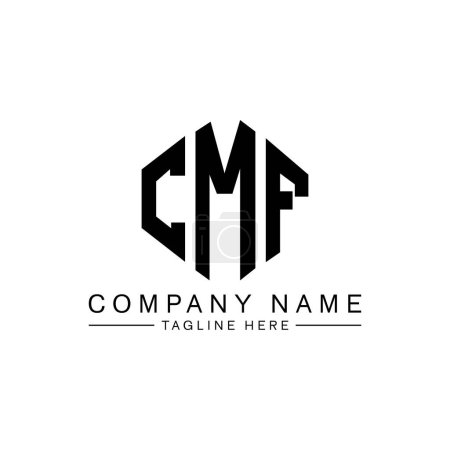Illustration for CMF letter logo design with polygon shape. CMF polygon and cube shape logo design. CMF hexagon vector logo template white and black colors. CMF monogram, business and real estate logo. - Royalty Free Image