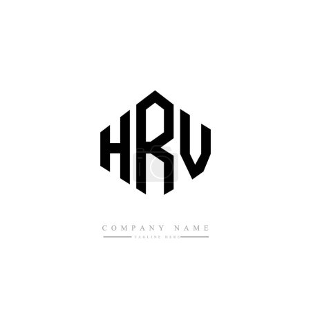 Illustration for HRV letter logo design with polygon shape. HRV polygon and cube shape logo design. HRV hexagon vector logo template white and black colors. HRV monogram, business and real estate logo. - Royalty Free Image
