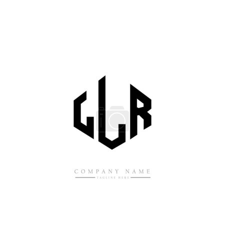 Illustration for LLR letter logo design with polygon shape. Cube shape logo design. Hexagon vector logo template white and black colors. Monogram, business and real estate logo. - Royalty Free Image
