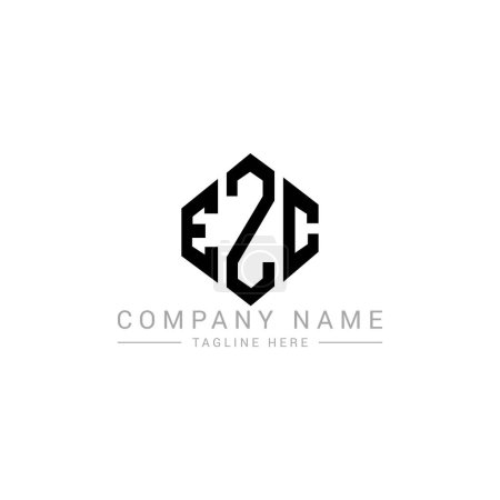 Ilustración de EZC letter logo design with polygon shape. EZC polygon and cube shape logo design. EZC hexagon vector logo template white and black colors. EZC monogram, business and real estate logo. - Imagen libre de derechos
