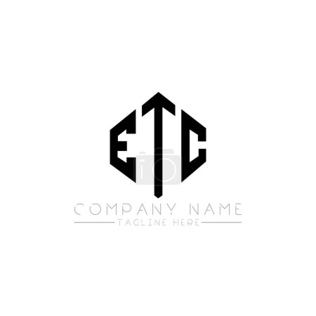 Illustration for ETC letter logo design with polygon shape. ETC polygon and cube shape logo design. ETC hexagon vector logo template white and black colors. ETC monogram, business and real estate logo. - Royalty Free Image