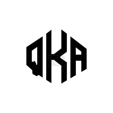Illustration for QKA letter logo design with polygon shape. QKA polygon and cube shape logo design. QKA hexagon vector logo template white and black colors. QKA monogram, business and real estate logo. - Royalty Free Image