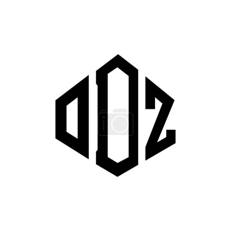 Ilustración de ODZ letter logo design with polygon shape. ODZ polygon and cube shape logo design. ODZ hexagon vector logo template white and black colors. ODZ monogram, business and real estate logo. - Imagen libre de derechos