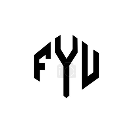Illustration for FYU letter logo design with polygon shape. FYU polygon and cube shape logo design. FYU hexagon vector logo template white and black colors. FYU monogram, business and real estate logo. - Royalty Free Image