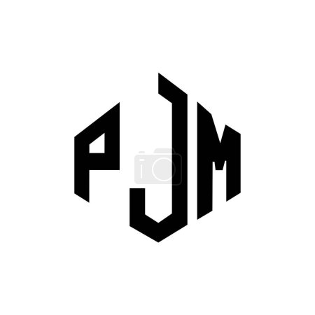 Illustration for PJM letter logo design with polygon shape. PJM polygon and cube shape logo design. PJM hexagon vector logo template white and black colors. PJM monogram, business and real estate logo. - Royalty Free Image