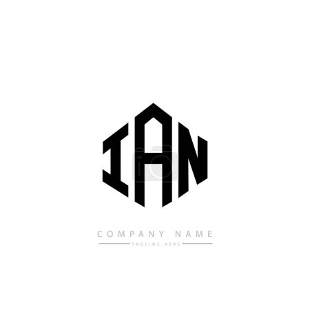 Illustration for IAN letter logo design with polygon shape. Cube shape logo design. Hexagon vector logo template white and black colors. Monogram, business and real estate logo. - Royalty Free Image