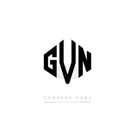 Illustration for GVN letter logo design with polygon shape. Cube shape logo design. Hexagon vector logo template white and black colors. Monogram, business and real estate logo. - Royalty Free Image