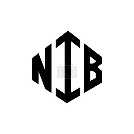 Ilustración de NIB letter logo design with polygon shape. NIB polygon and cube shape logo design. NIB hexagon vector logo template white and black colors. NIB monogram, business and real estate logo. - Imagen libre de derechos