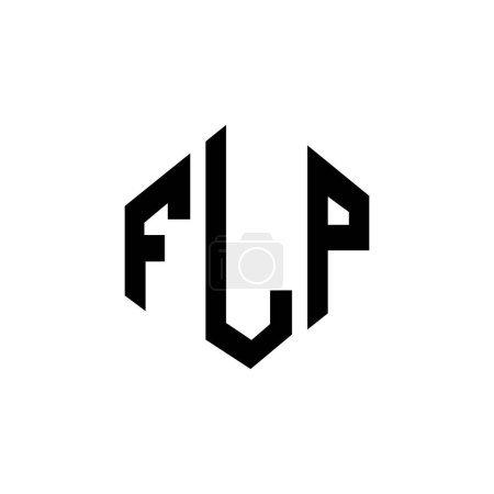 Téléchargez les illustrations : FLP lettre logo design avec forme de polygone. Conception de logo en forme de polygone et cube FLP. Modèle de logo vectoriel FLP hexagone couleurs blanches et noires. Monogramme FLP, logo commercial et immobilier. - en licence libre de droit