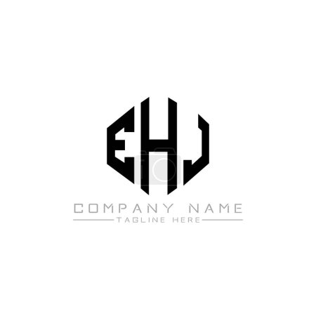 Illustration for EHJ letter logo design with polygon shape. EHJ polygon and cube shape logo design. EHJ hexagon vector logo template white and black colors. EHJ monogram, business and real estate logo. - Royalty Free Image