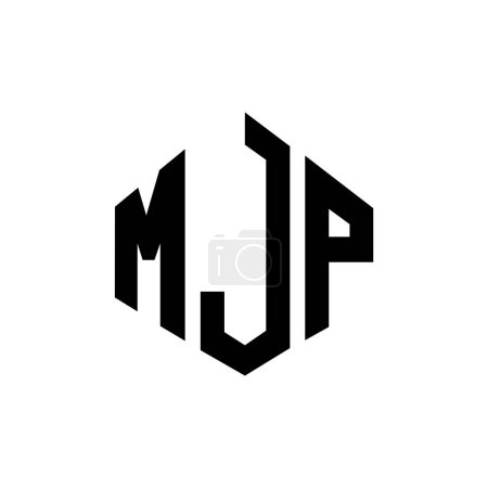 Illustration for MJP letter logo design with polygon shape. MJP polygon and cube shape logo design. MJP hexagon vector logo template white and black colors. MJP monogram, business and real estate logo. - Royalty Free Image