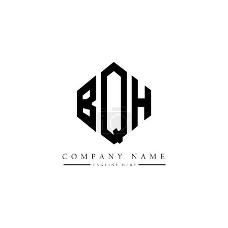 Illustration for BQH letter logo design with polygon shape. BQH polygon and cube shape logo design. BQH hexagon vector logo template white and black colors. BQH monogram, business and real estate logo. - Royalty Free Image