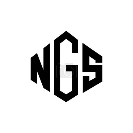 Illustration for NGS letter logo design with polygon shape. NGS polygon and cube shape logo design. NGS hexagon vector logo template white and black colors. NGS monogram, business and real estate logo. - Royalty Free Image