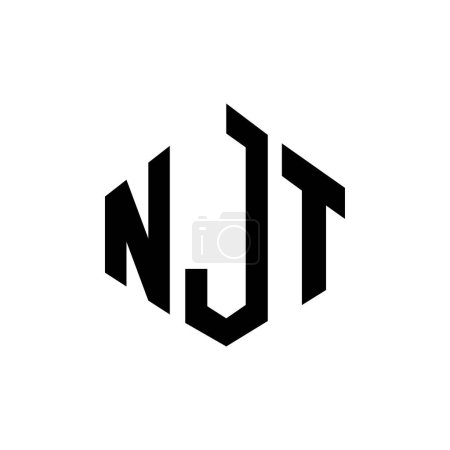 Illustration for NJT letter logo design with polygon shape. NJT polygon and cube shape logo design. NJT hexagon vector logo template white and black colors. NJT monogram, business and real estate logo. - Royalty Free Image