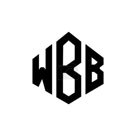 Illustration for WBB letter logo design with polygon shape. WBB polygon and cube shape logo design. WBB hexagon vector logo template white and black colors. WBB monogram, business and real estate logo. - Royalty Free Image