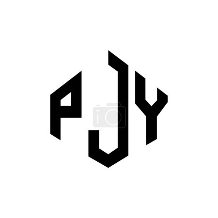 Illustration for PJY letter logo design with polygon shape. PJY polygon and cube shape logo design. PJY hexagon vector logo template white and black colors. PJY monogram, business and real estate logo. - Royalty Free Image