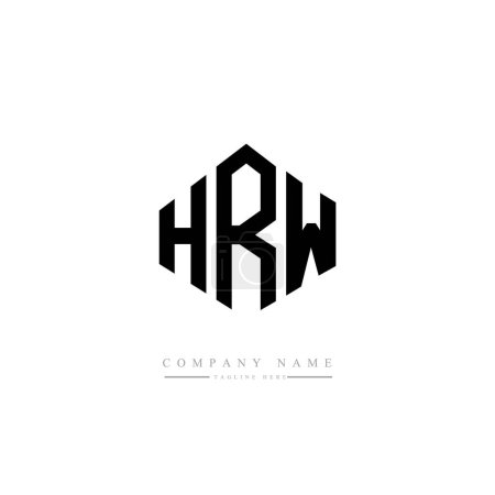 Illustration for HRW letter logo design with polygon shape. HRW polygon and cube shape logo design. HRW hexagon vector logo template white and black colors. HRW monogram, business and real estate logo. - Royalty Free Image