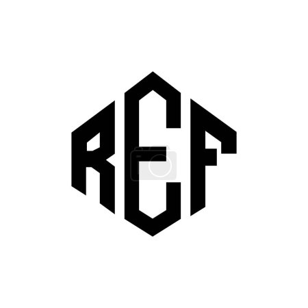 Téléchargez les illustrations : REF lettre logo design avec forme de polygone. Conception de logo en forme de polygone et cube REF. Modèle de logo vectoriel REF hexagone couleurs blanches et noires. Monogramme REF, logo commercial et immobilier. - en licence libre de droit