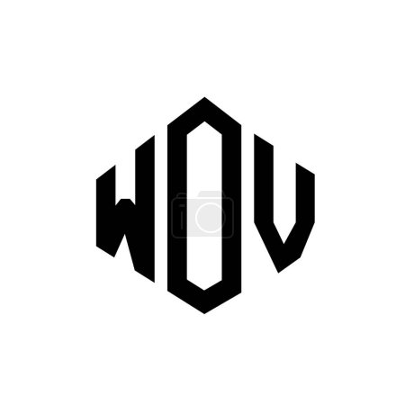 Illustration for WOV letter logo design with polygon shape. WOV polygon and cube shape logo design. WOV hexagon vector logo template white and black colors. WOV monogram, business and real estate logo. - Royalty Free Image