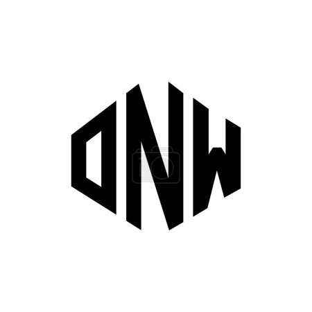 Illustration for ONW letter logo design with polygon shape. ONW polygon and cube shape logo design. ONW hexagon vector logo template white and black colors. ONW monogram, business and real estate logo. - Royalty Free Image