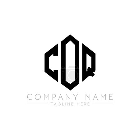 Illustration for COQ letter logo design with polygon shape. COQ polygon and cube shape logo design. COQ hexagon vector logo template white and black colors. COQ monogram, business and real estate logo. - Royalty Free Image