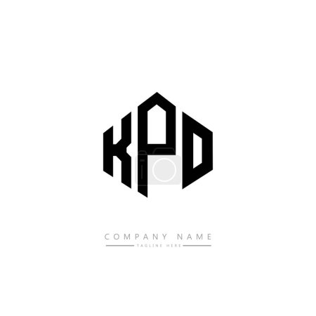 Illustration for KPO letter logo design with polygon shape. Cube shape logo design. Hexagon vector logo template white and black colors. Monogram, business and real estate logo. - Royalty Free Image