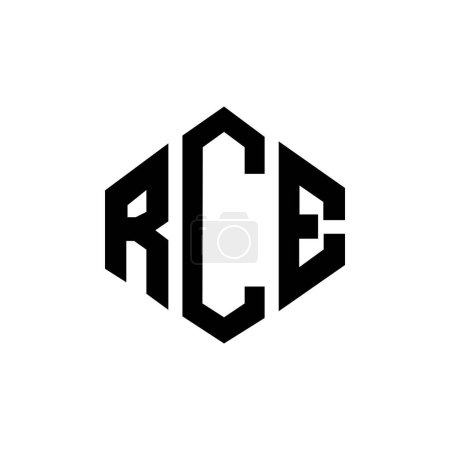 Illustration for RCE letter logo design with polygon shape. RCE polygon and cube shape logo design. RCE hexagon vector logo template white and black colors. RCE monogram, business and real estate logo. - Royalty Free Image