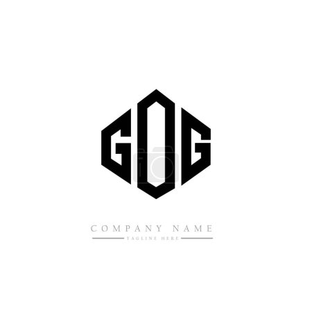 Illustration for GOG letter logo design with polygon shape. Cube shape logo design. Hexagon vector logo template white and black colors. Monogram, business and real estate logo. - Royalty Free Image