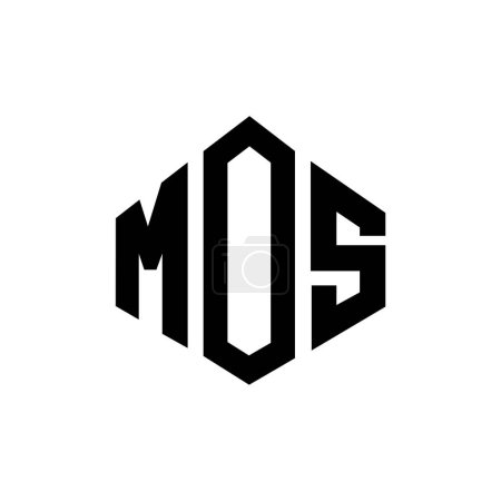 Illustration for MOS letter logo design with polygon shape. MOS polygon and cube shape logo design. MOS hexagon vector logo template white and black colors. MOS monogram, business and real estate logo. - Royalty Free Image