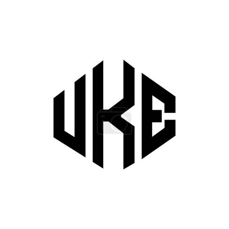 Illustration for UKE letter logo design with polygon shape. UKE polygon and cube shape logo design. UKE hexagon vector logo template white and black colors. UKE monogram, business and real estate logo.UKE letter logo design with polygon shape. UKE polygon and cube sh - Royalty Free Image