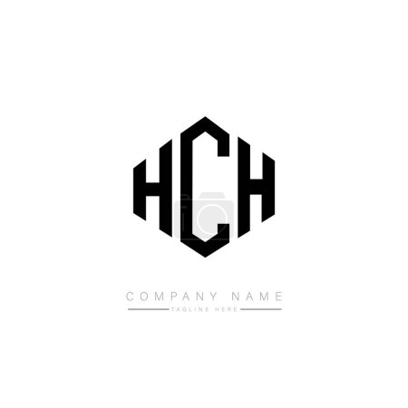 Téléchargez les illustrations : HCH lettre logo design avec forme de polygone. HCH polygone et forme cubique logo design. Modèle de logo vectoriel hexagonal HCH blanc et noir. Monogramme HCH, logo commercial et immobilier. - en licence libre de droit