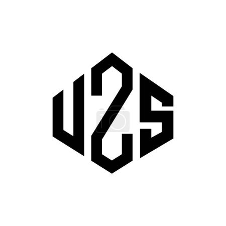 Ilustración de Diseño del logotipo de la letra UZS con forma de polígono. Diseño de logotipo en forma de polígono y cubo UZS. Plantilla de logotipo de vector hexágono UZS colores blanco y negro. Monograma de UZS, logotipo de negocios e inmuebles. - Imagen libre de derechos