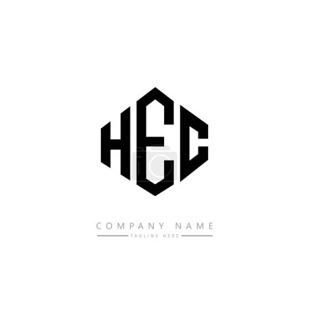Illustration for HEC letter logo design with polygon shape. HEC polygon and cube shape logo design. HEC hexagon vector logo template white and black colors. HEC monogram, business and real estate logo. - Royalty Free Image