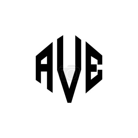 Illustration for AVE letter logo design with polygon shape. AVE polygon and cube shape logo design. AVE hexagon vector logo template white and black colors. AVE monogram, business and real estate logo. - Royalty Free Image