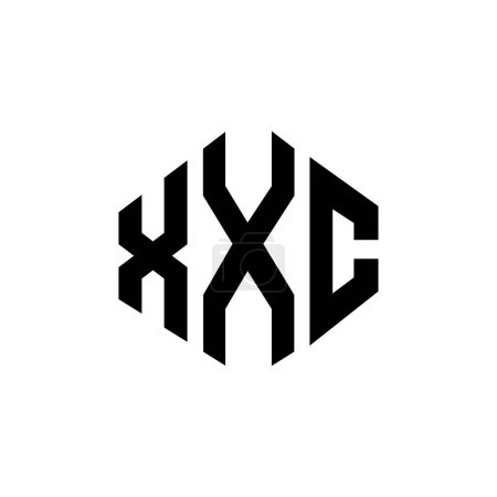 Illustration for XXC letter logo design with polygon shape. XXC polygon and cube shape logo design. XXC hexagon vector logo template white and black colors. XXC monogram, business and real estate logo. - Royalty Free Image