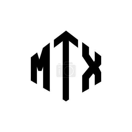 Ilustración de MTX letter logo design with polygon shape. MTX polygon and cube shape logo design. MTX hexagon vector logo template white and black colors. MTX monogram, business and real estate logo. - Imagen libre de derechos